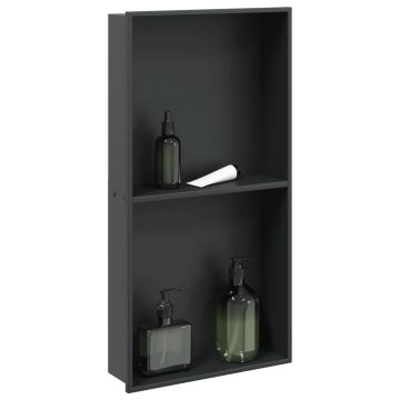 Gossi nisa de dus, negru mat, 32x62x9 cm, otel inoxidabil