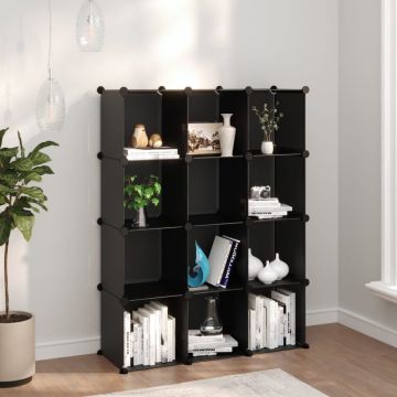 Gossi organizator cub de depozitare, 12 cuburi, negru, pp