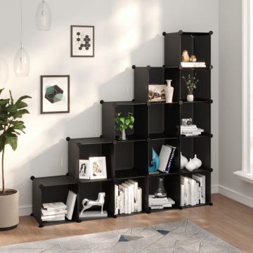 Gossi organizator cub de depozitare, 15 cuburi, negru, pp