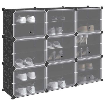 Gossi organizator cub de depozitare cu 9 cuburi si usi pp negru