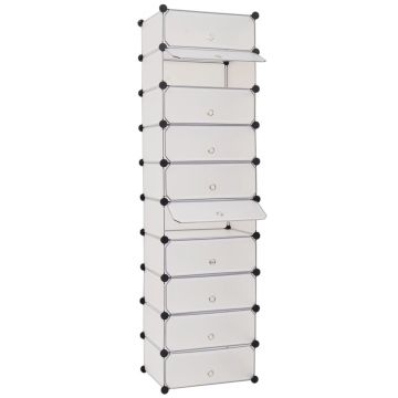 Gossi organizator de pantofi interconectat, 10 compartimente, alb