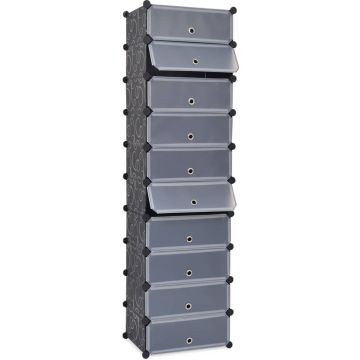 Gossi organizator de pantofi interconectat, 10 compartimente, negru