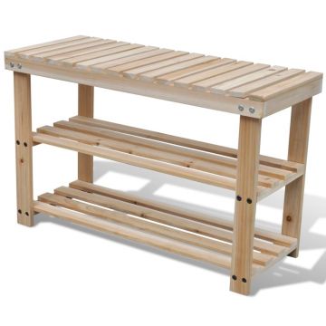 Gossi pantofar 2-in-1 cu banca, lemn masiv de brad