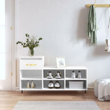 Gossi pantofar, alb, 102x36x60 cm, lemn compozit