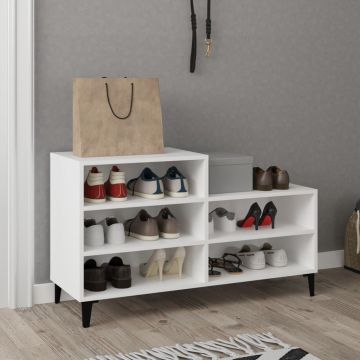 Gossi pantofar, alb, 102x36x60 cm, lemn compozit