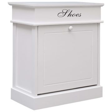 Gossi pantofar, alb, 50 x 28 x 58 cm, lemn de paulownia