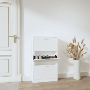 Gossi pantofar, alb, 59x17x108 cm, lemn prelucrat