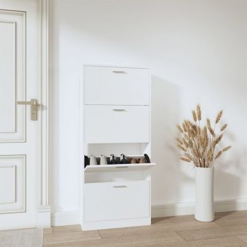 Gossi pantofar, alb, 59x17x150 cm, lemn prelucrat