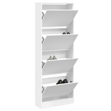 Gossi pantofar, alb, 60x21x163,5 cm, lemn compozit