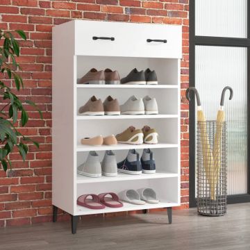 Gossi pantofar, alb, 60x35x105 cm, lemn compozit