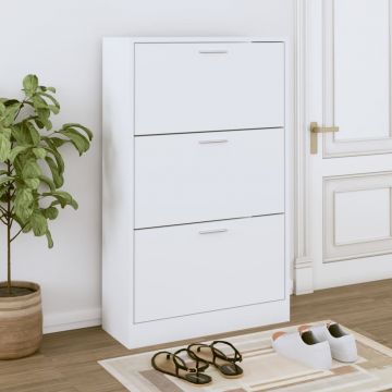 Gossi pantofar, alb, 63x24x103 cm, lemn compozit