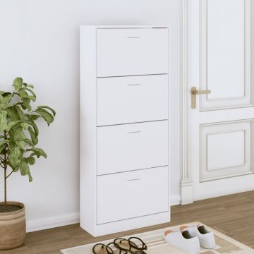 Gossi pantofar, alb, 63x24x147 cm, lemn prelucrat