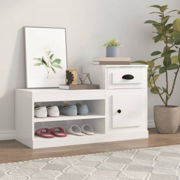 Gossi pantofar, alb extralucios, 100x42x60 cm, lemn prelucrat