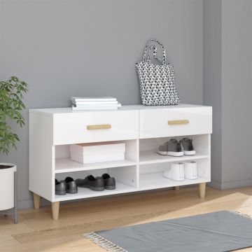 Gossi pantofar, alb extralucios, 102x35x55 cm, lemn compozit