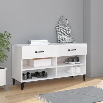 Gossi pantofar, alb extralucios, 102x35x55 cm, lemn compozit