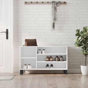 Gossi pantofar, alb extralucios, 102x36x60 cm, lemn compozit