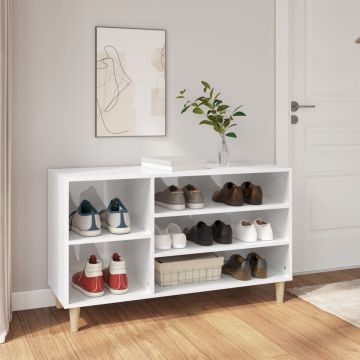 Gossi pantofar, alb extralucios, 102x36x60 cm, lemn compozit