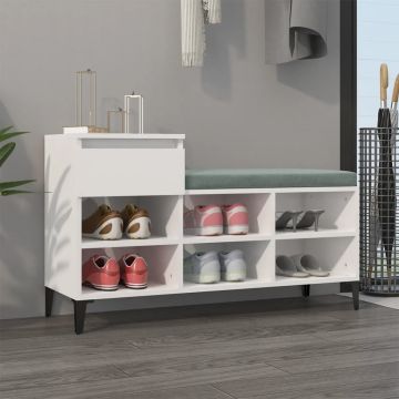 Gossi pantofar, alb extralucios, 102x36x60 cm, lemn compozit