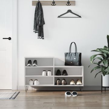 Gossi pantofar, alb extralucios, 102x36x60 cm, lemn compozit
