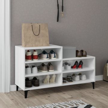 Gossi pantofar, alb extralucios, 102x36x60 cm, lemn compozit