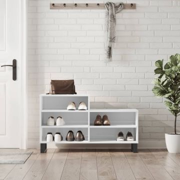 Gossi pantofar, alb extralucios, 102x36x60 cm, lemn compozit