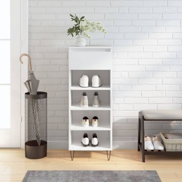 Gossi pantofar, alb extralucios, 40x36x105 cm, lemn compozit