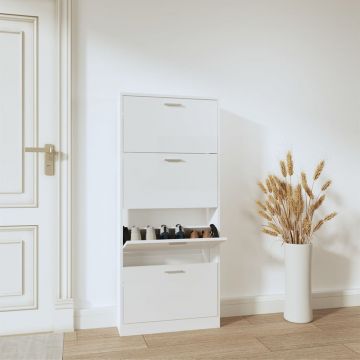 Gossi pantofar, alb extralucios, 59x17x150 cm, lemn compozit