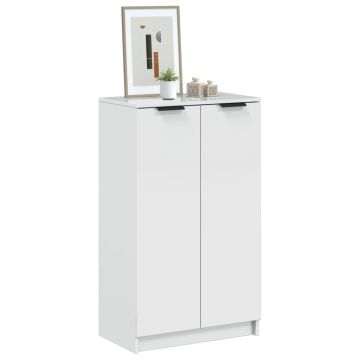 Gossi pantofar, alb extralucios, 59x35x100 cm, lemn compozit