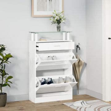 Gossi pantofar, alb extralucios, 63x24x104 cm, lemn prelucrat