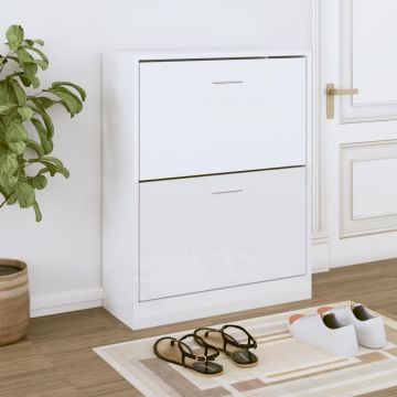 Gossi pantofar, alb extralucios, 63x24x81 cm, lemn compozit