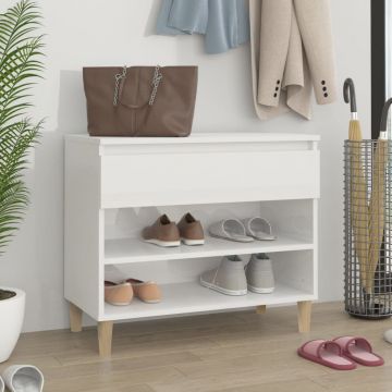 Gossi pantofar, alb extralucios, 70x36x60 cm, lemn prelucrat