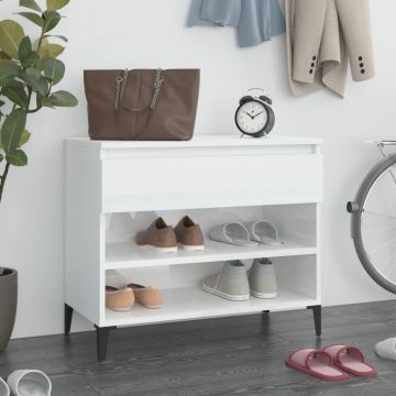 Gossi pantofar, alb extralucios, 70x36x60 cm, lemn prelucrat