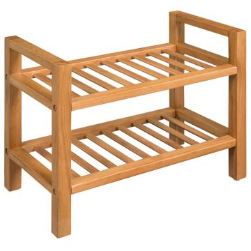Gossi pantofar cu 2 rafturi, 50x27x40 cm, lemn masiv de stejar