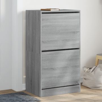Gossi pantofar cu 2 sertare rabatabile, gri sonoma, 60x42x108 cm