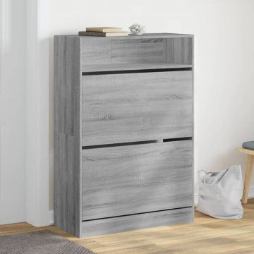 Gossi pantofar cu 2 sertare rabatabile, gri sonoma, 80x34x116 cm