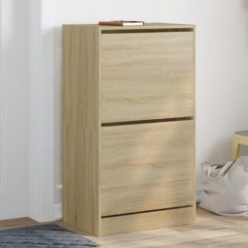 Gossi pantofar cu 2 sertare rabatabile, stejar sonoma, 60x42x108 cm
