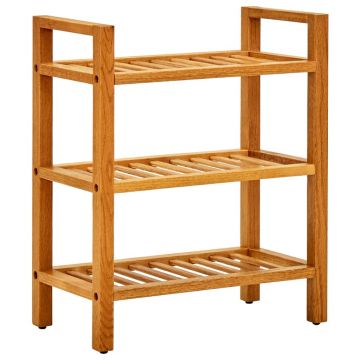 Gossi pantofar cu 3 rafturi, 50x27x60 cm, lemn masiv de stejar