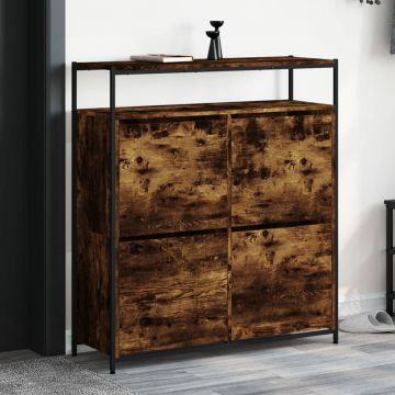 Gossi pantofar cu 4 sertare rabatabile, stejar fumuriu, 100x34x112 cm