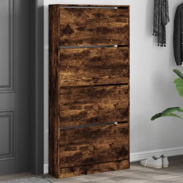 Gossi pantofar cu 4 sertare rabatabile, stejar fumuriu, 80x21x163,5cm