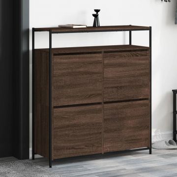 Gossi pantofar cu 4 sertare rabatabile, stejar maro, 100x34x112 cm