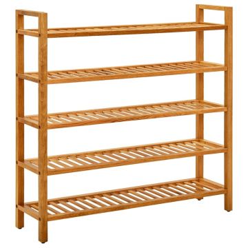 Gossi pantofar cu 5 rafturi, 100x27x100 cm, lemn masiv de stejar