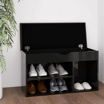 Gossi pantofar cu perna, negru extralucios 80x30x47cm, lemn prelucrat