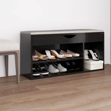 Gossi pantofar cu perna, negru lucios, 104x30x49 cm, lemn prelucrat