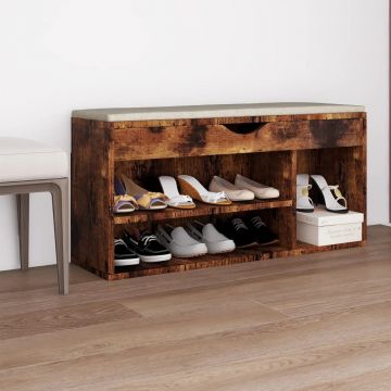 Gossi pantofar cu perna, stejar afumat, 104x30x49 cm, lemn prelucrat