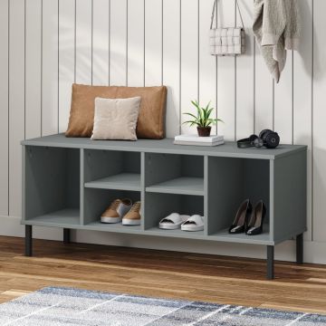 Gossi pantofar cu picioare metalice „oslo” gri 106x35x45 cm lemn