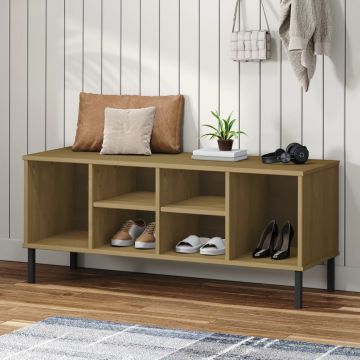 Gossi pantofar cu picioare metalice „oslo” maro 106x35x45 cm lemn