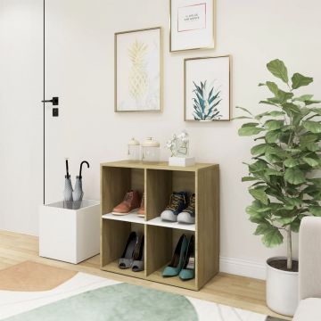 Gossi pantofar de hol, alb si stejar sonoma, 105x35,5x70 cm, pal