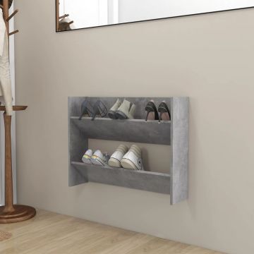 Gossi pantofar de perete, gri beton, 80x18x60 cm, pal