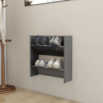 Gossi pantofar de perete, gri extralucios, 60x18x60 cm, pal
