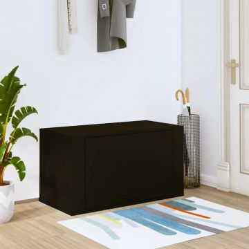 Gossi pantofar de perete, negru, 70x35x38 cm, lemn prelucrat
